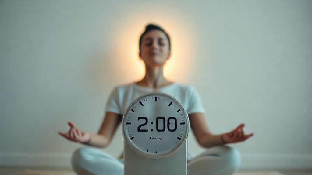 Person practicing a 2 minute guided meditation in a serene setting