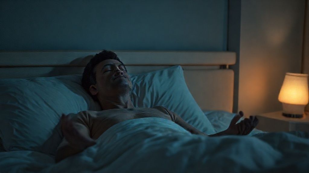 Person practicing 5 min meditation for anxiety while lying in bed preparing for sleep