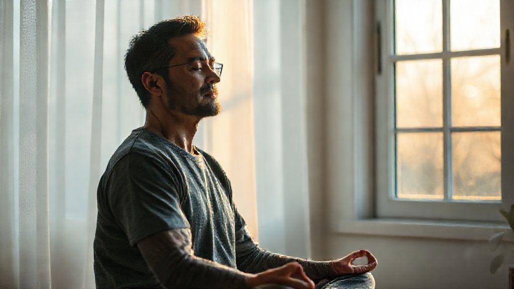 Person practicing the best type of meditation for depression in peaceful setting