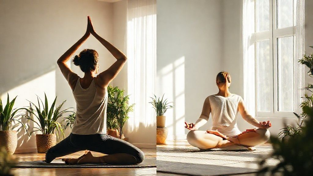 Σύγκριση πρακτικών διαλογισμού και γιόγκα που δείχνουν την ηρεμία και την κίνηση