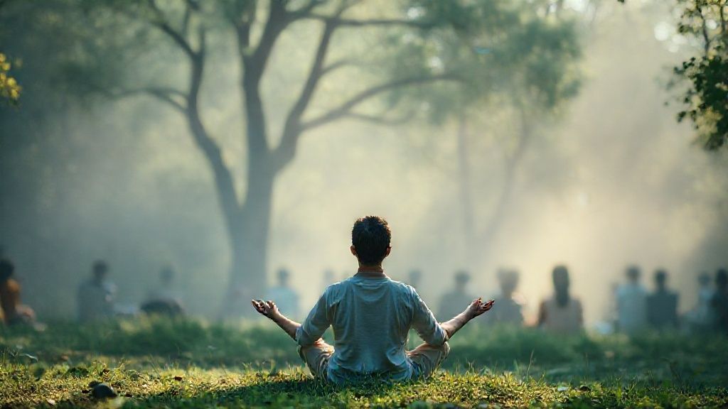 Orang yang mempraktikkan meditasi untuk kecemasan sosial di lingkungan yang tenang