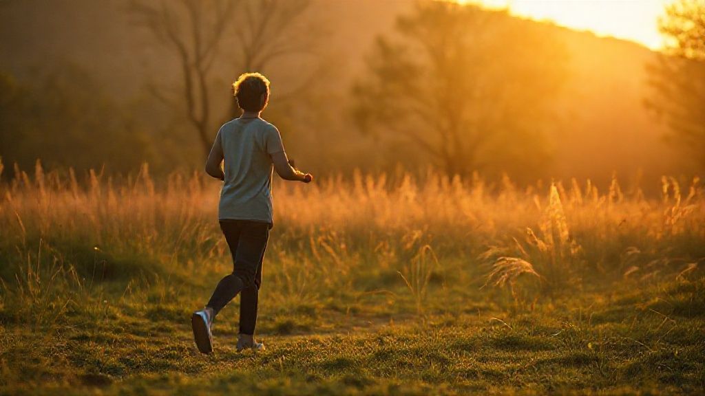 Person practicing mindful moves by walking slowly with awareness in nature