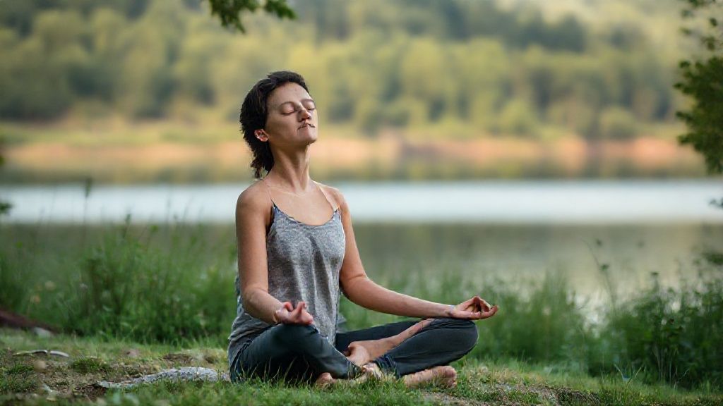 Person practicing mindfulness and grounding techniques in nature